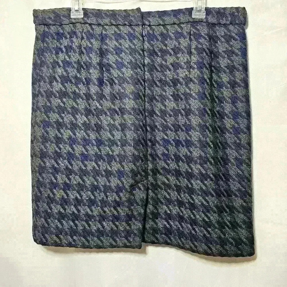 Tommy Hilfiger Navy Blue Grey Wool Blend Houndstooth Lined Skirt Size 12 - Picture 4 of 9